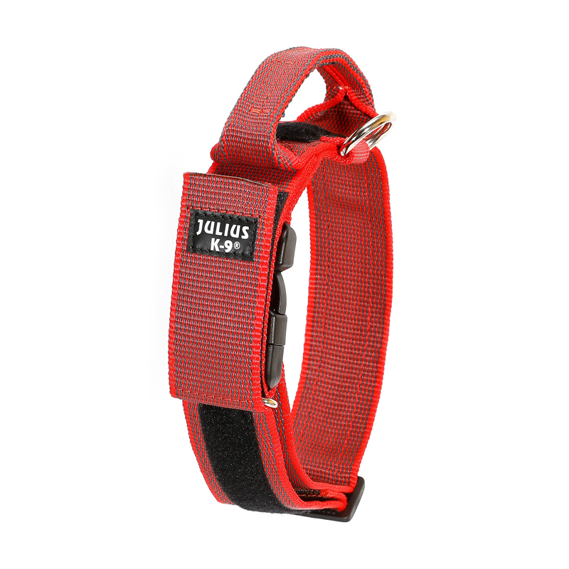 JULIUS-K9 Hundehalsbänder JULIUS-K9 Halsband mit Griff 40mm rot/ grau