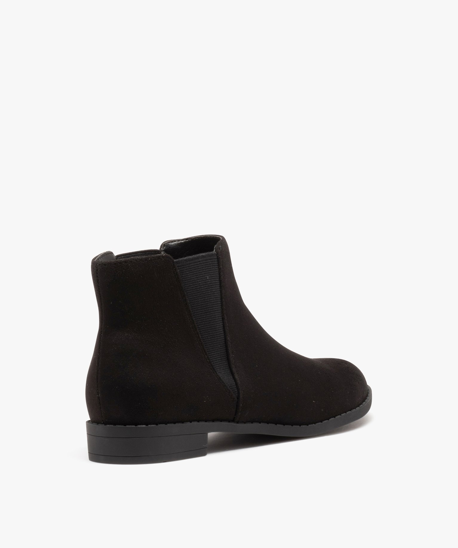 Boots Chelsea en suédine à talon plat femme noir | GEMO