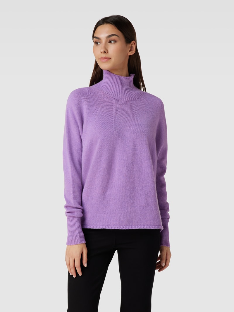 Strickpullover aus Schurwolle mit Stehkragen Modell 'LYZA' in flieder