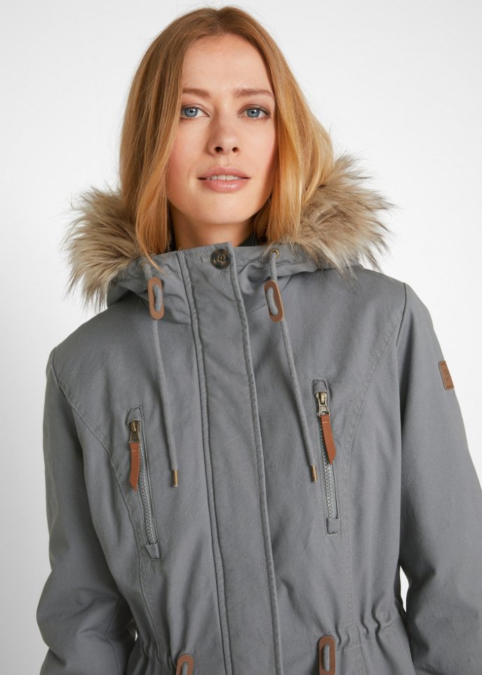 Winterparka mit Fellimitat-Kapuze