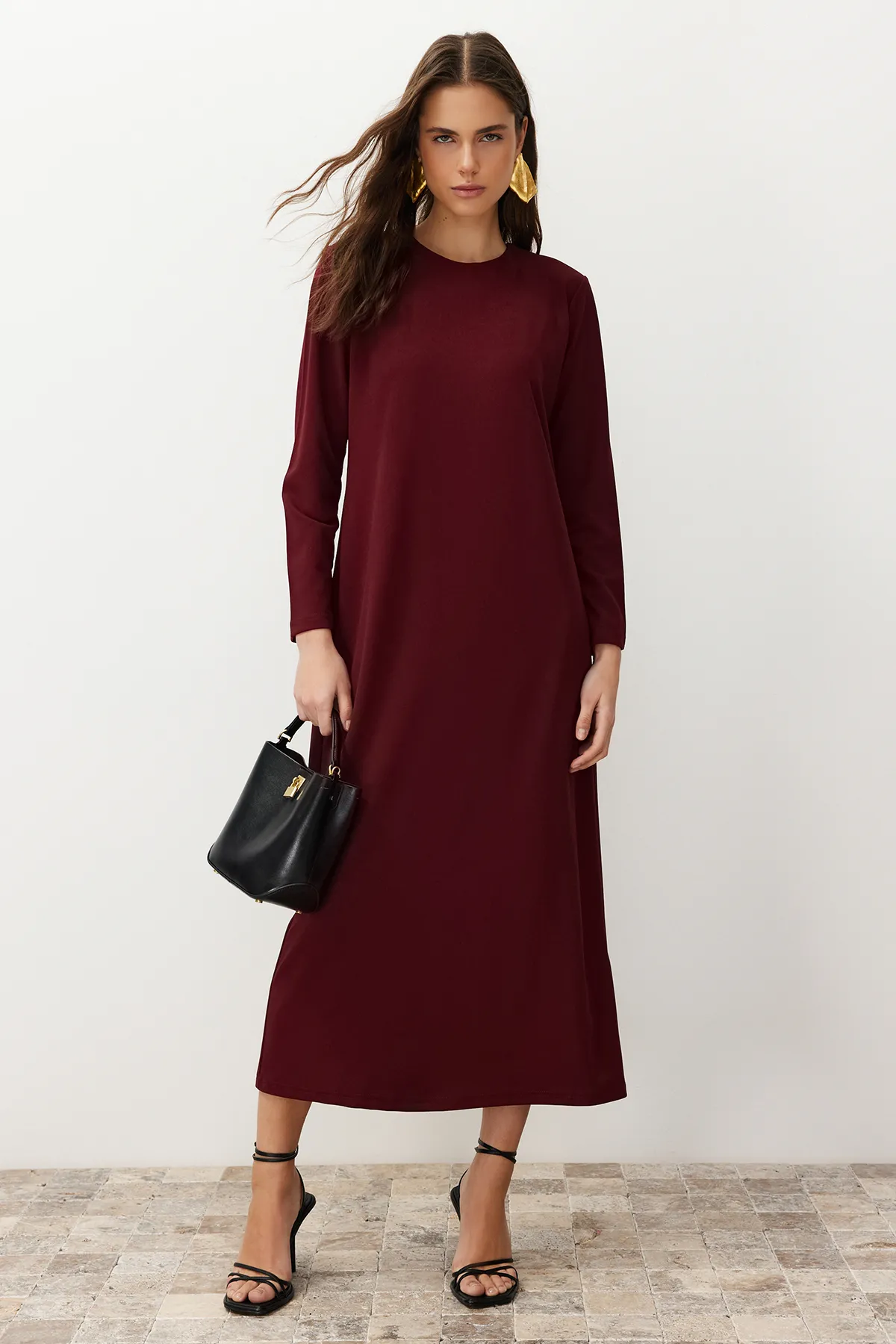Trendyol Modest  Pflaume Ungefüttert Glatt Gestrickt TCTSS23EB00003
