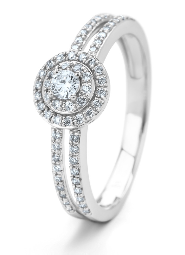 Inel cu vârf de diamant din aur alb, diamant de 0.28ct, Petite Romance