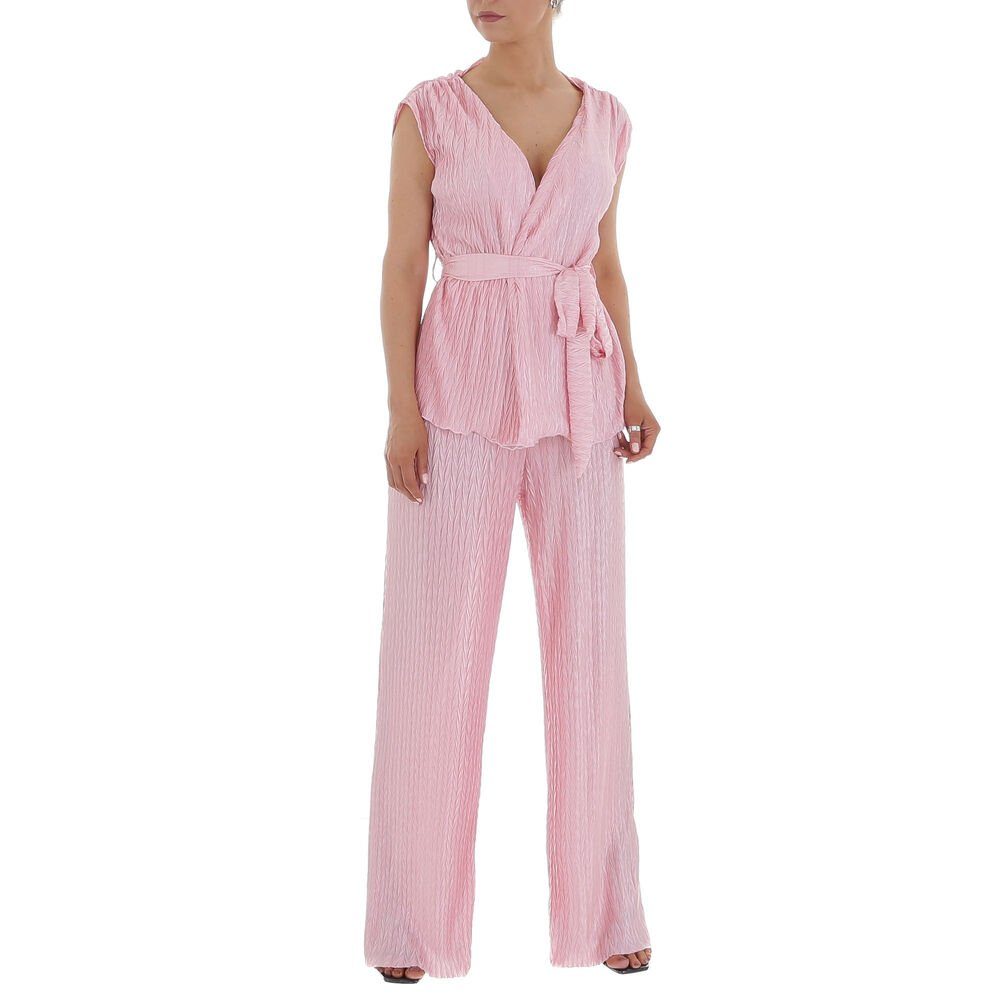 Ital-Design Freizeitanzug Damen Freizeit, Glänzend Zweiteiler in Rosa