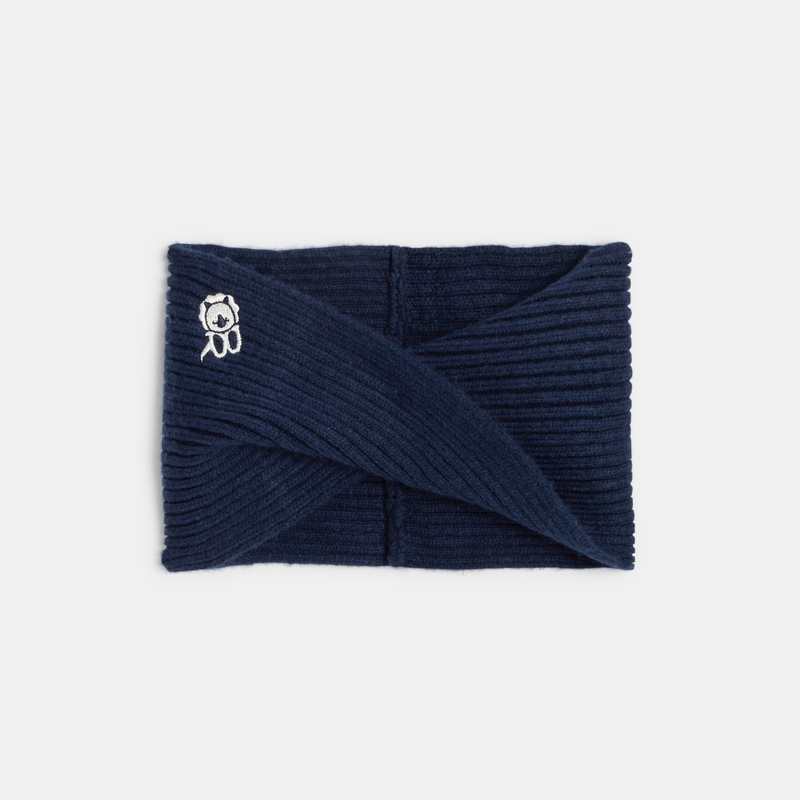 Snood croisé maille tricot bleu bébé garçon