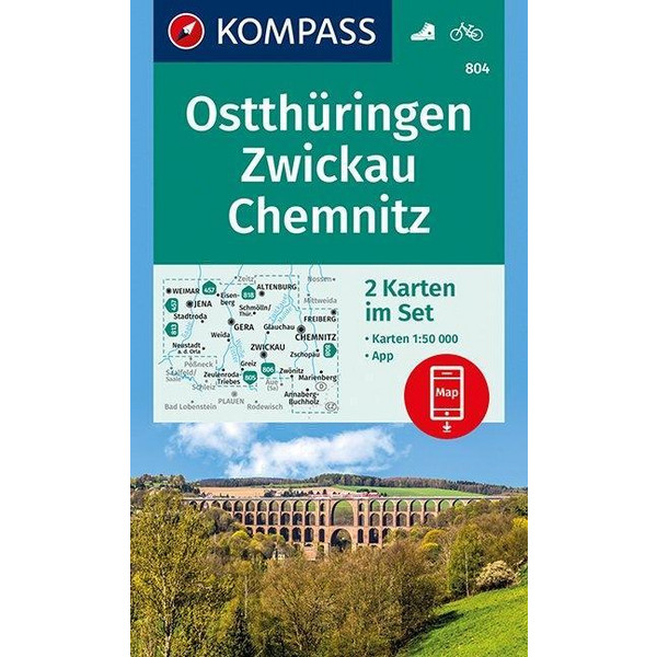 KOMPASS Wanderkarte Ostthüringen, Zwickau, Chemnitz 1:50 000 - Wanderkarte