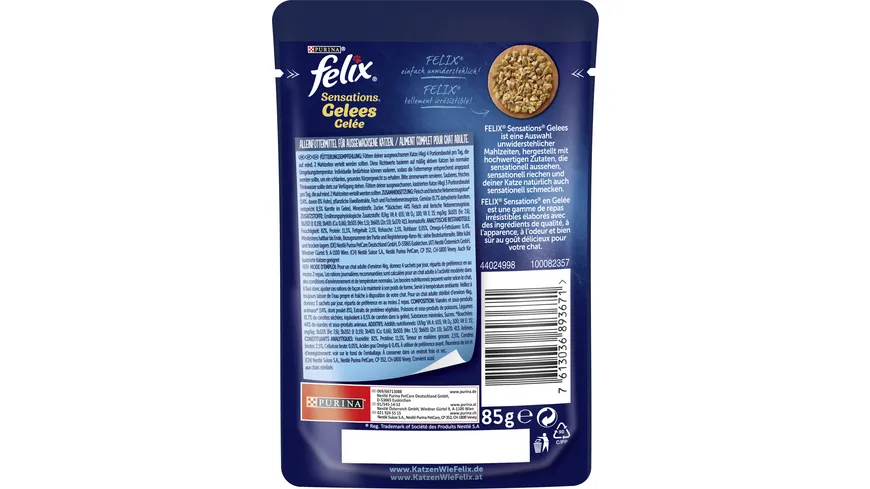 PURINA FELIX Sensations Gelees mit Huhn & Karotte Katzennassfutter 85 g