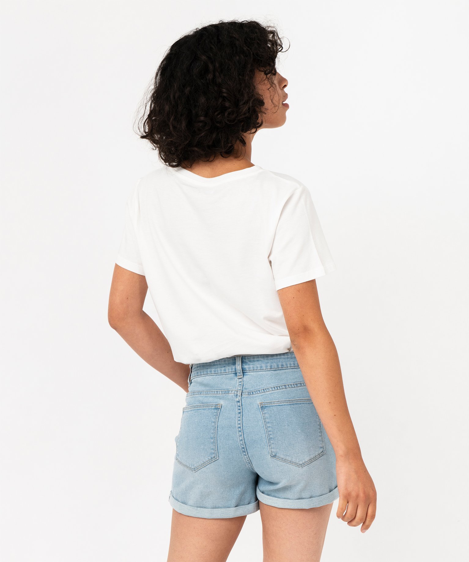 Tee-shirt manches courtes en coton à message femme beige | GEMO