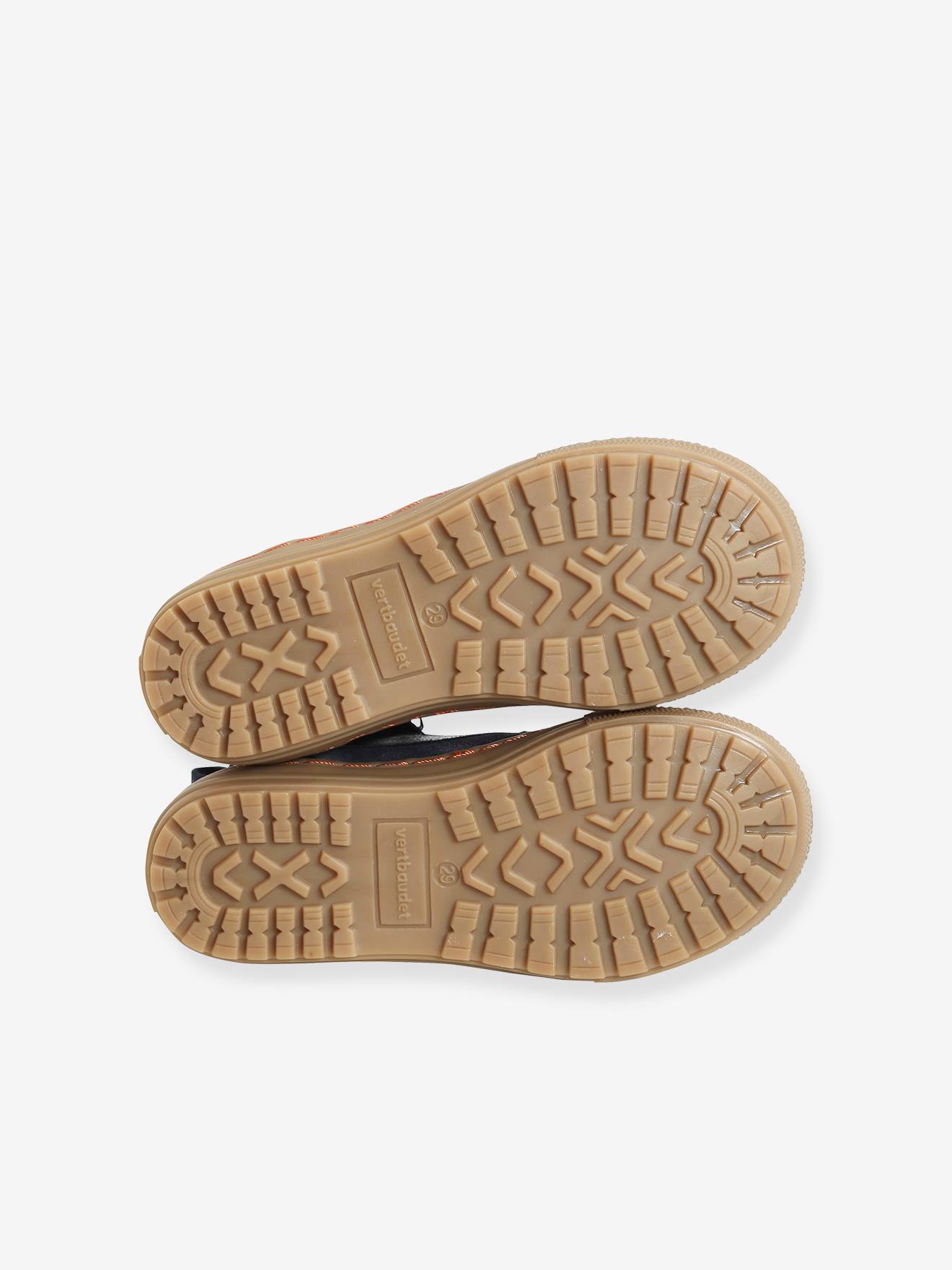 Baskets montantes cuir garçon lacées et zippées marron