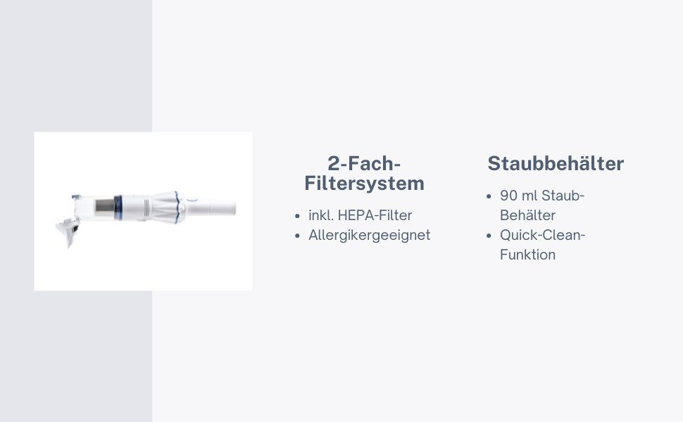 Genius Akku-Handstaubsauger Invictus One 1.0 Handstaubsauger beutellos, 90,00 W, beutellos, Beutelloser und kabelloser Akku Handsauger 90 W BLDC Motor + Zubehör