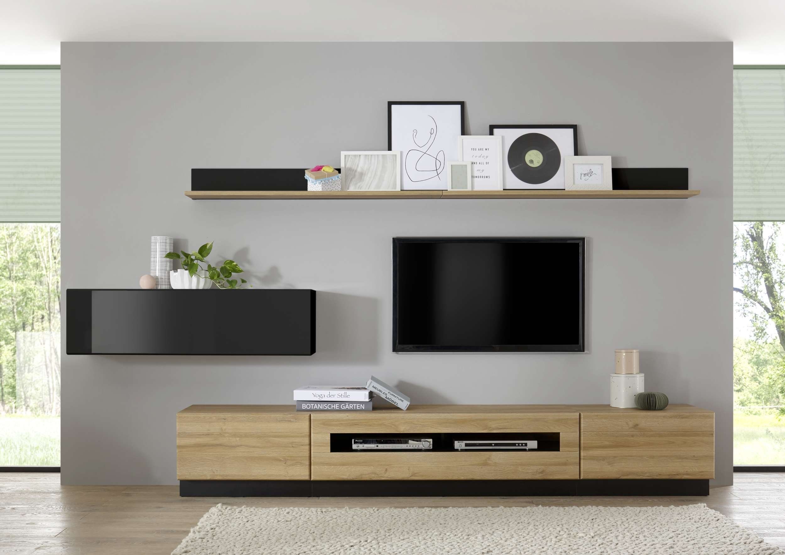 Stylefy Wohnwand Keymen, (Set (6-St), Wohnzimmer-Set), 6-teilig, mit Push-to-Open, MDF, variabel hängbar, Modern Design