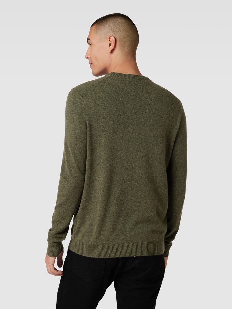 Strickpullover aus Kaschmir mit Rundhalsausschnitt in olivgrün meliert
