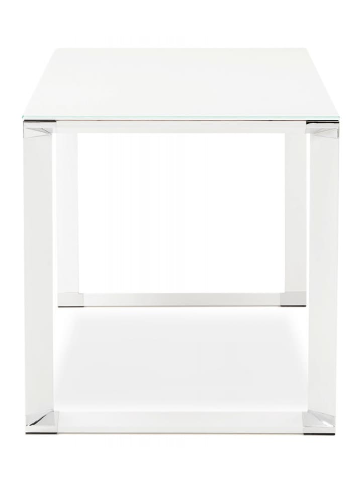 KADIMA DESIGN Gerader Designer Schreibtisch Metall Glas | Minimalistisch in Weiß günstig kaufen