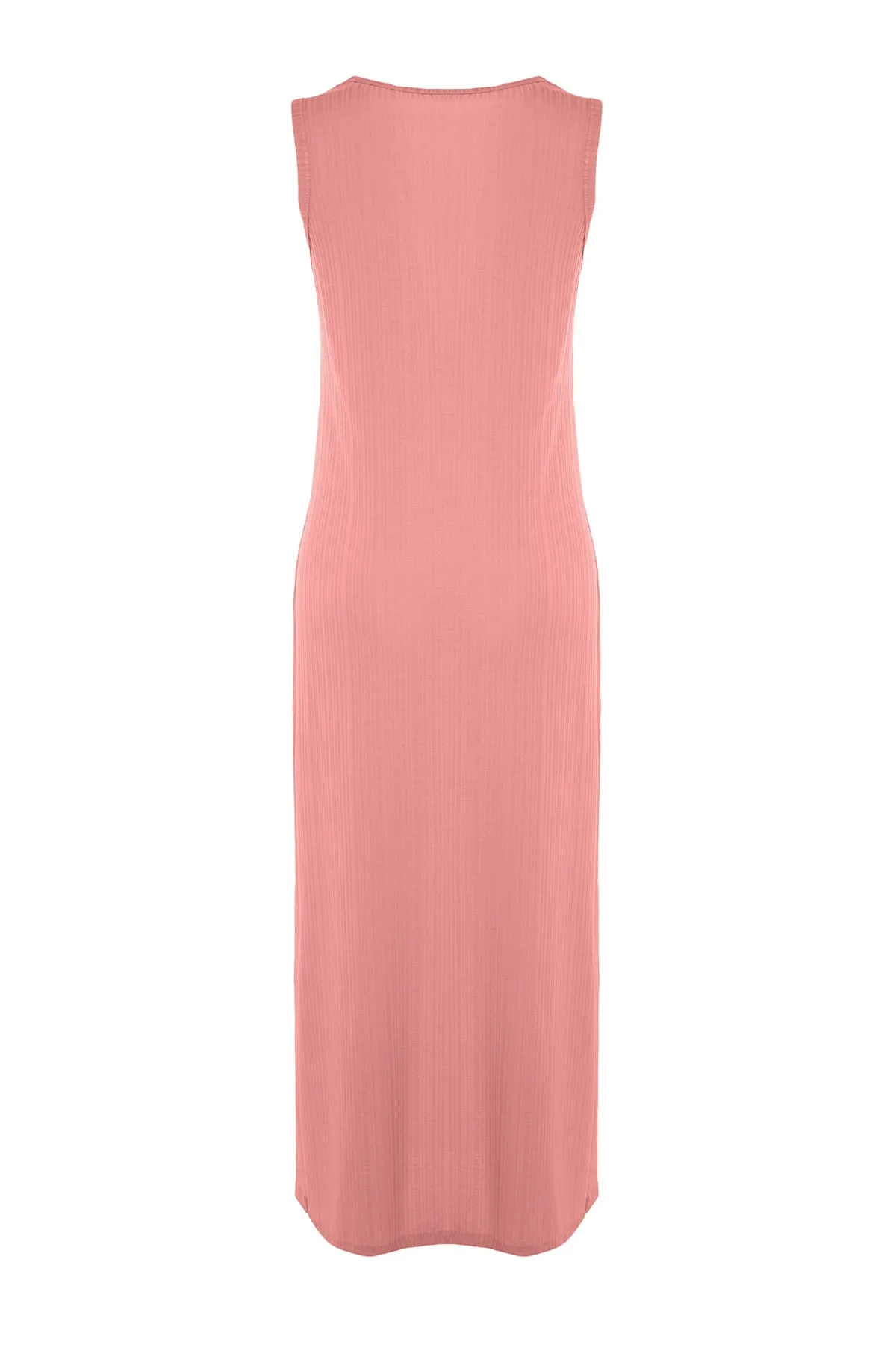 Trendyol Modest  Geripptes ärmelloses Strickkleid mit getrockneten Rosen TCTSS23EB00001