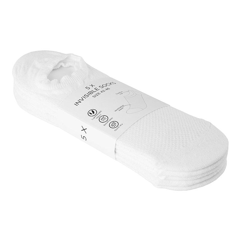 Aå Sokk 5-pk str 42/46 invisible hvit