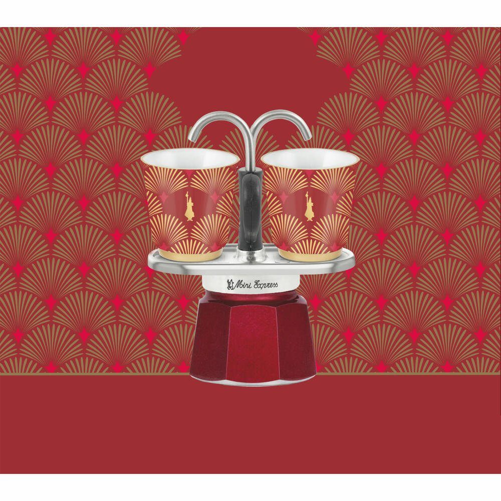 BIALETTI Espressokocher Deco Glamour Mini Express inkl. 2 Becher Rot