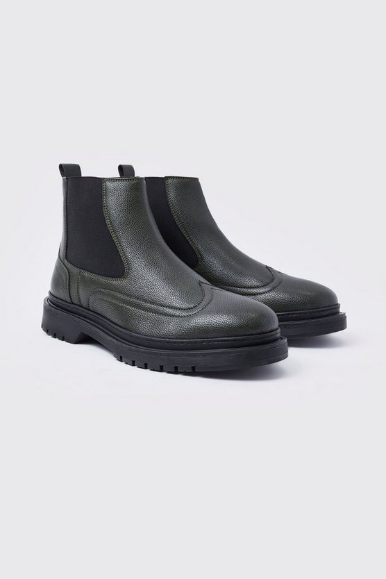 Kunstleder Chelsea-Stiefel mit dicker Sohle