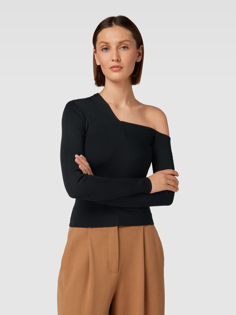Longsleeve mit Feinripp-Struktur in black