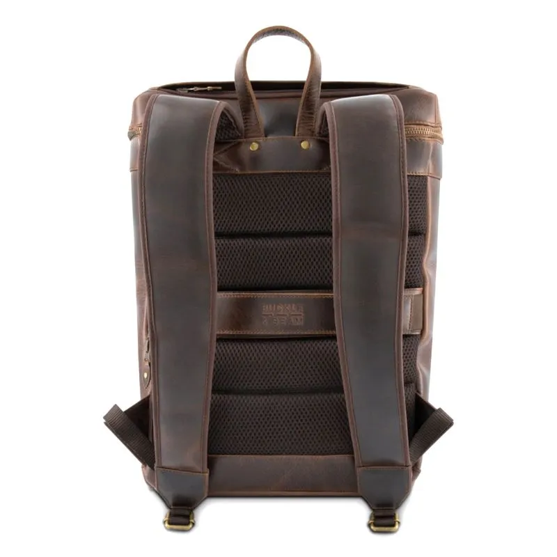 Buckle & Seam Leder Rucksack Siwa - Braun \/ Blau