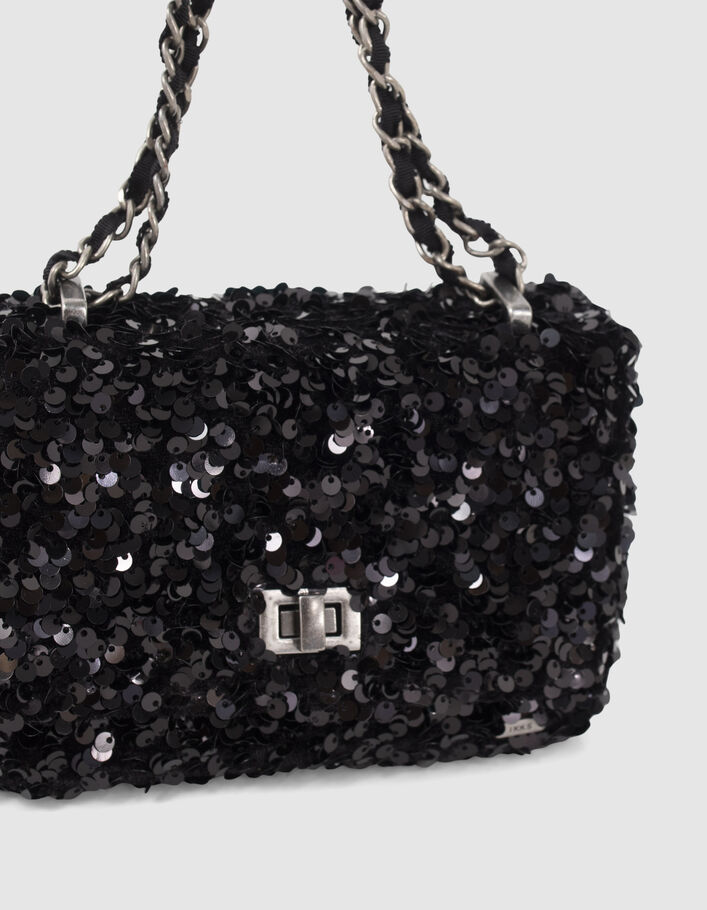 Sac à main noir tout sequins fille