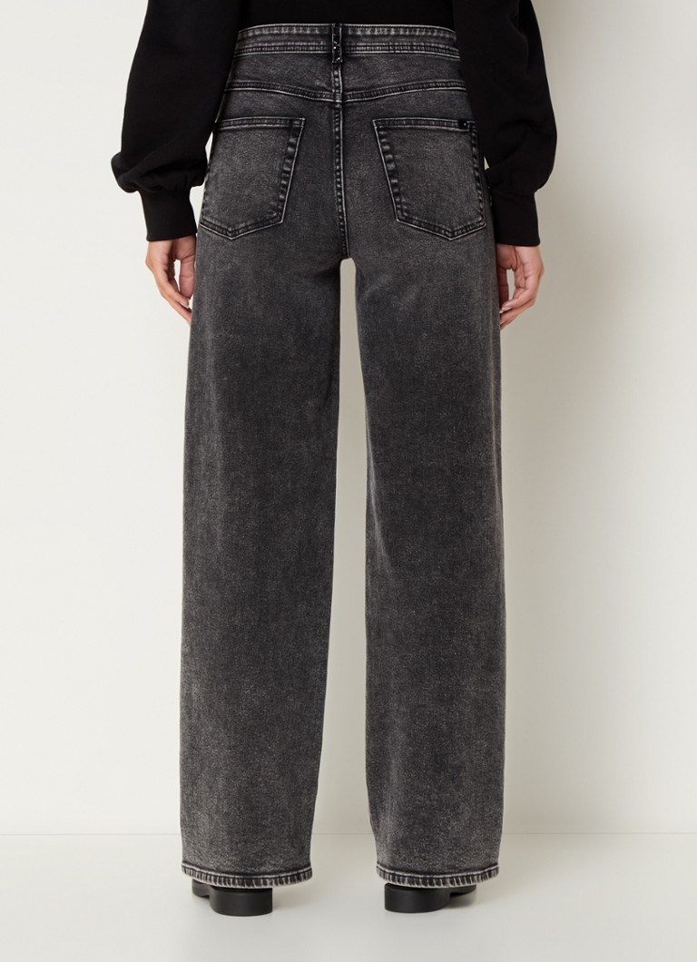 Taifun Hose high waist wide leg jeans with colored wash and rhinestones