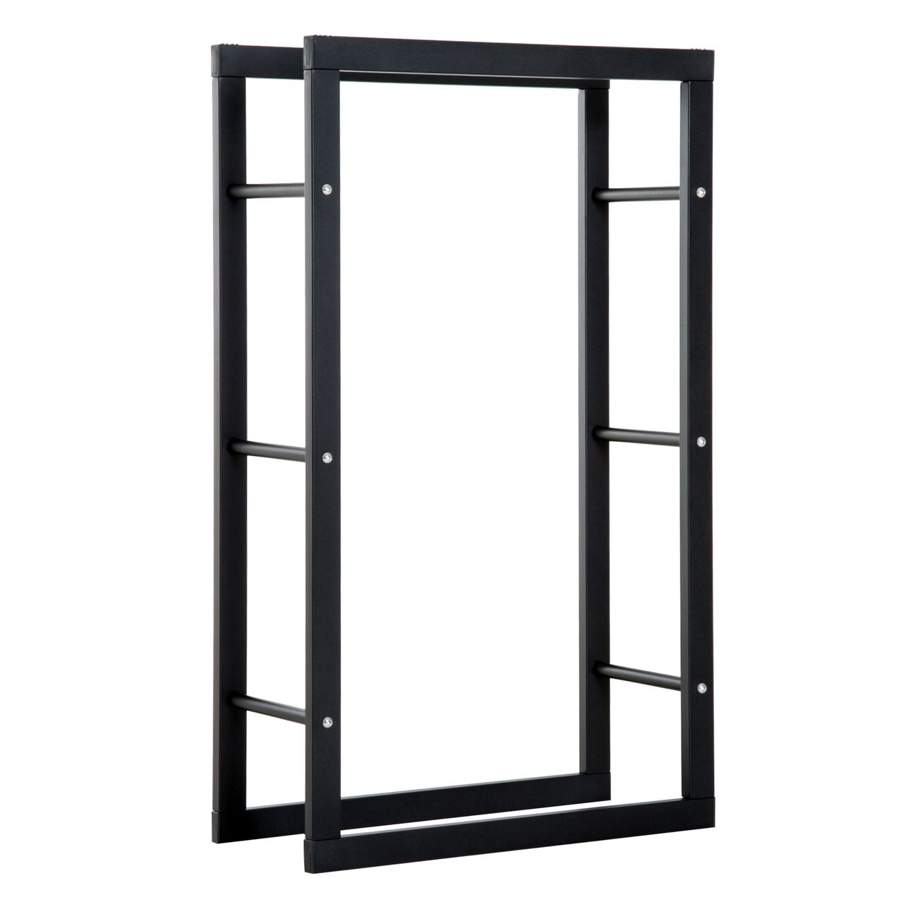 Outsunny HOMCOM Kaminholzständer Kaminholzablage Feuerholzregal Kaminholzhalter 100kg Stahl Schwarz L60 x B25 x H100 cm