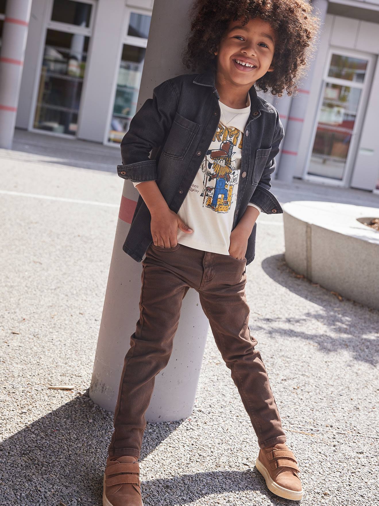 Chemise en jean garçon stone