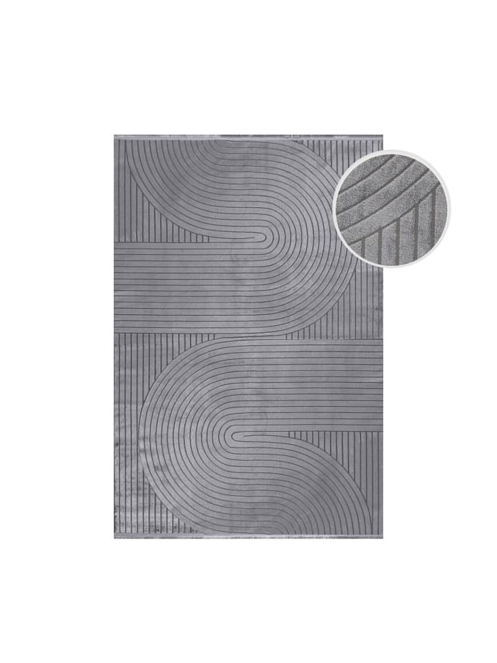Teppich Boss Kurzflor Teppich Sofia Grau günstig kaufen 120 x 170 cm