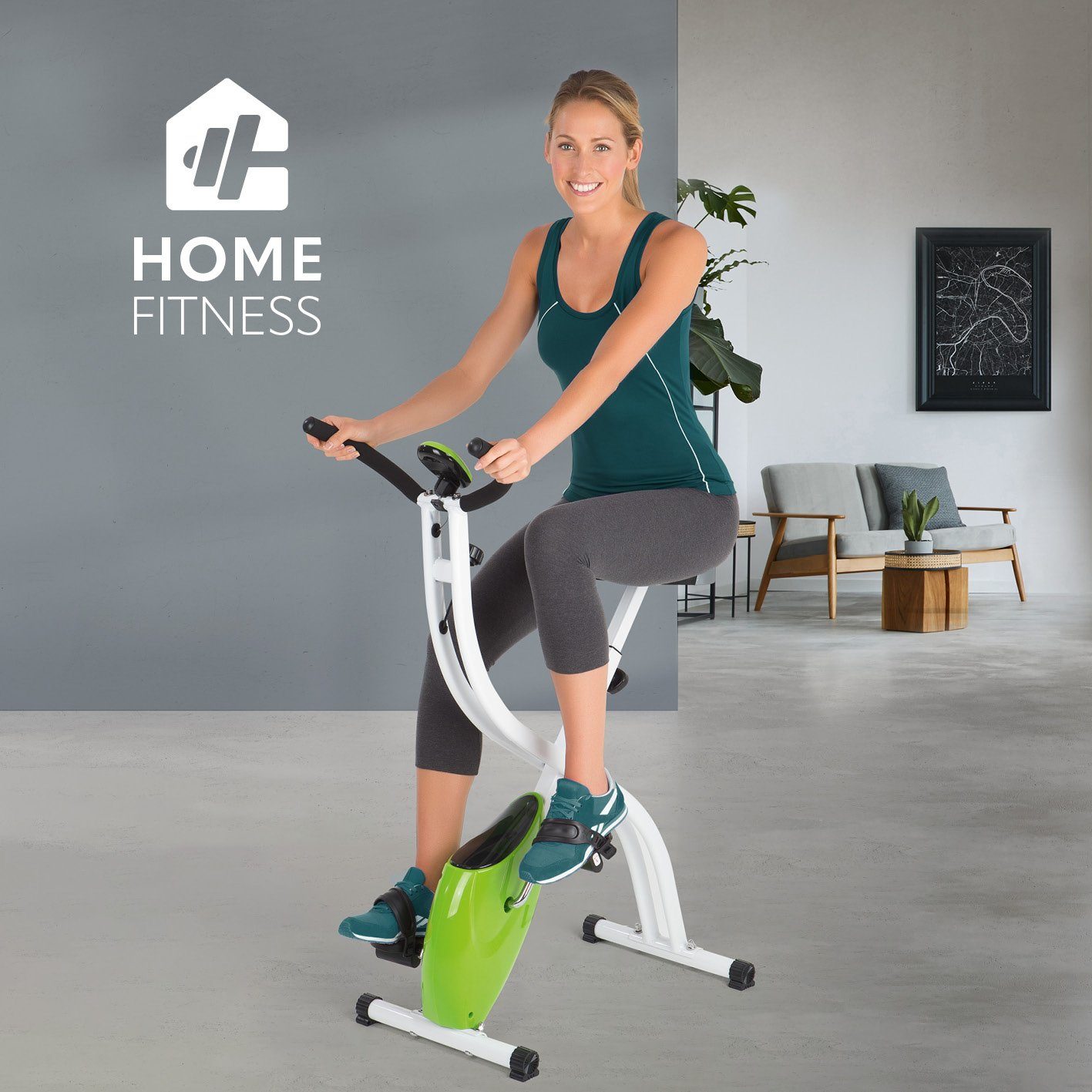 VITALmaxx Heimtrainer Fitness Bike Cardiobike Homebike klappbar limegreen, Fitness Bike