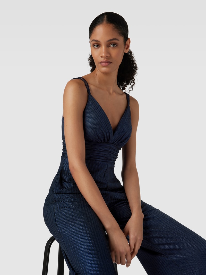 Jumpsuit mit Plisseefalten in dunkelblau
