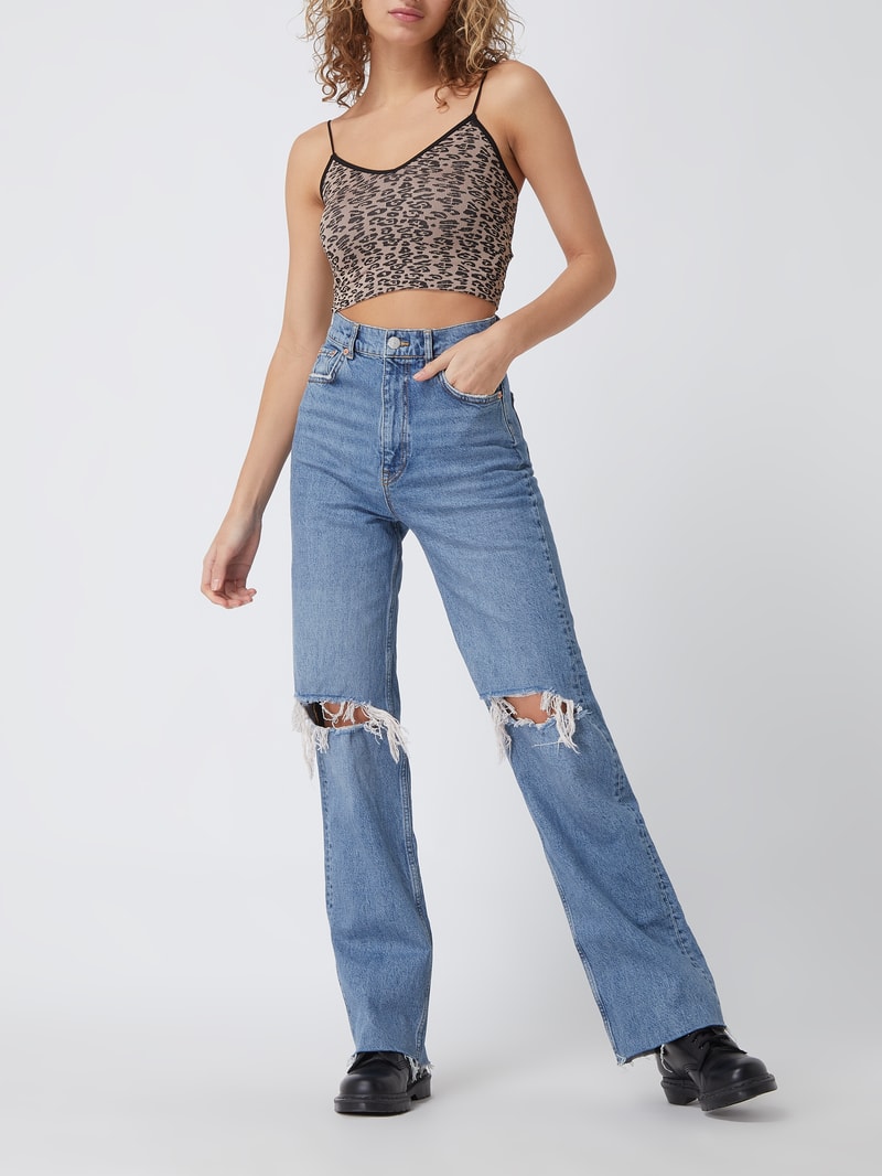 Wide Leg High Waist Jeans mit Stretch-Anteil in dunkelblau