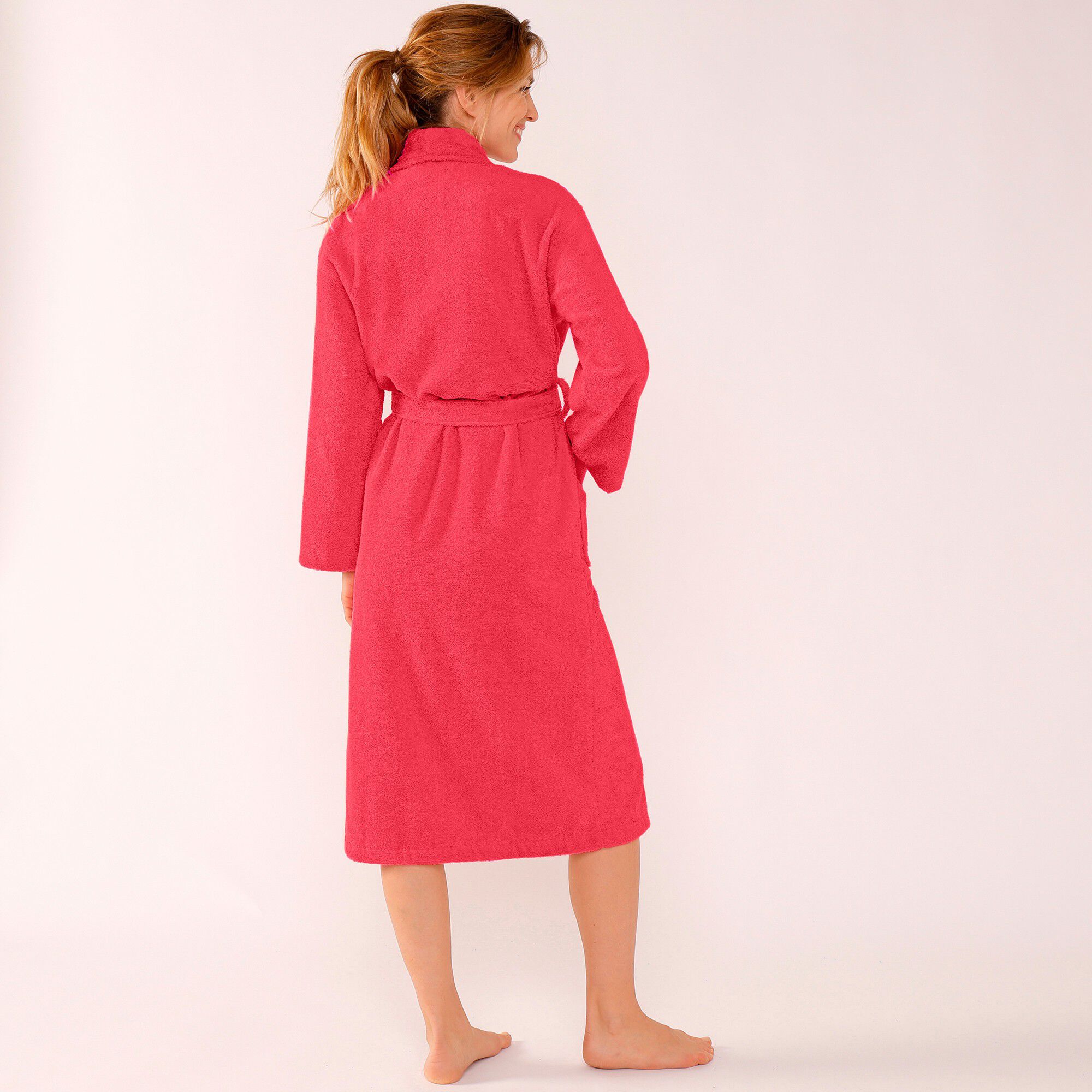 Peignoir mixte adulte éponge bouclette col châle personnalisable
