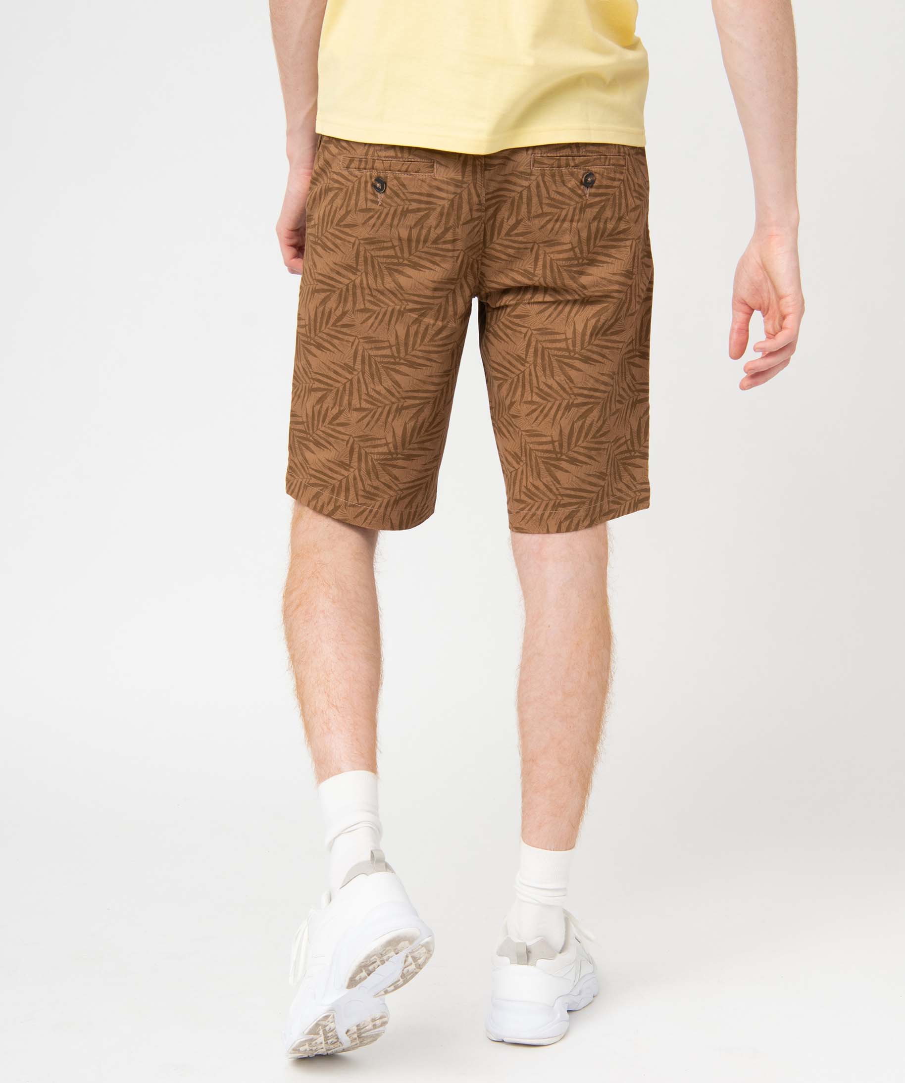 Bermuda homme coupe chino en toile stretch imprimée marron | GEMO