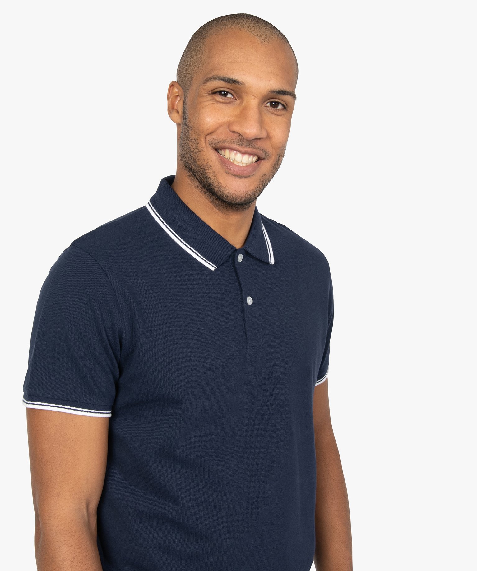 Polo homme à manches courtes 100% coton bio marine | GEMO