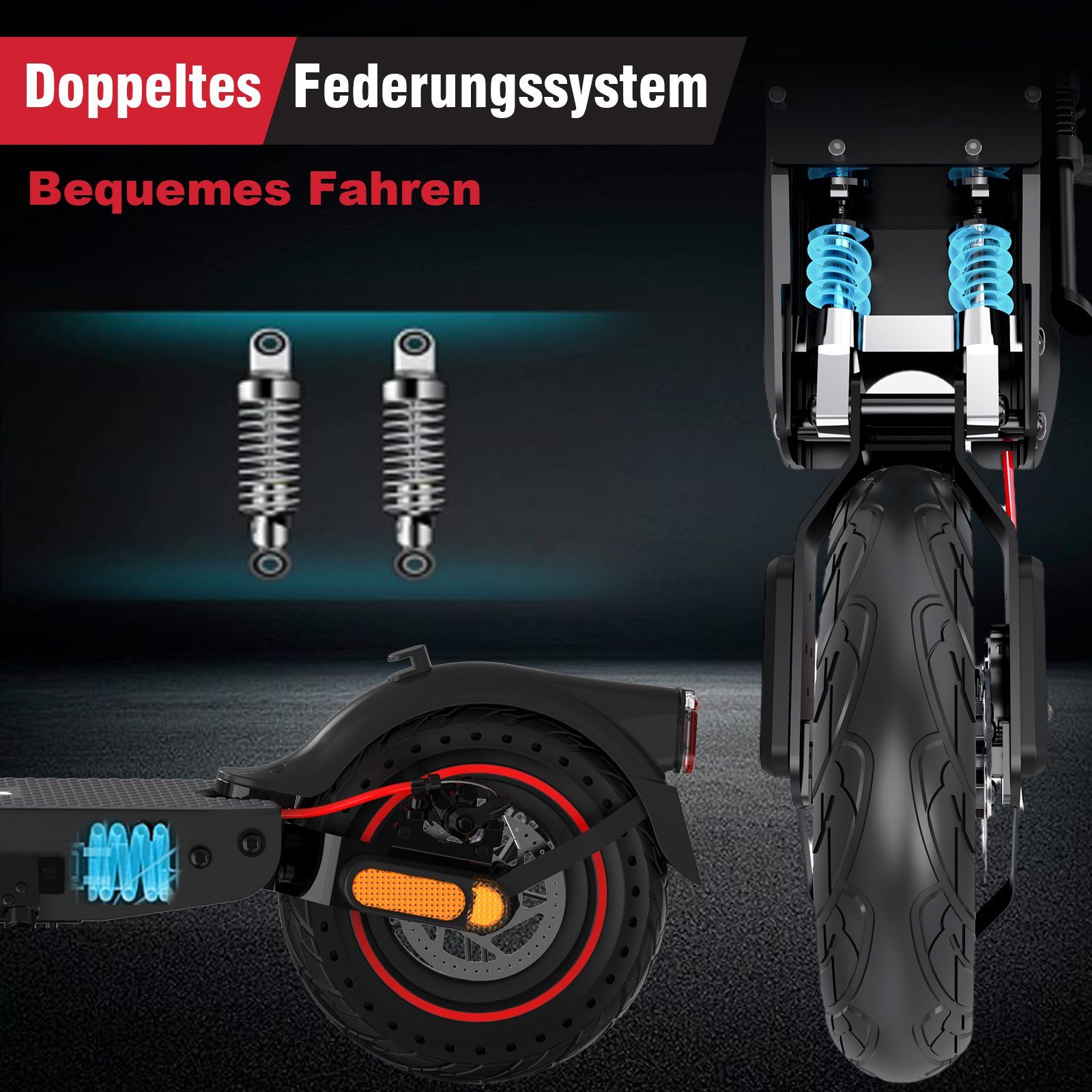 HITWAY E-Scooter 10 Zoll Klappbar E-roller 36V 10,4Ah mit Straßenzulassung und APP, 400,00 W, 20,00 km/h, APP-Sperrfunktion