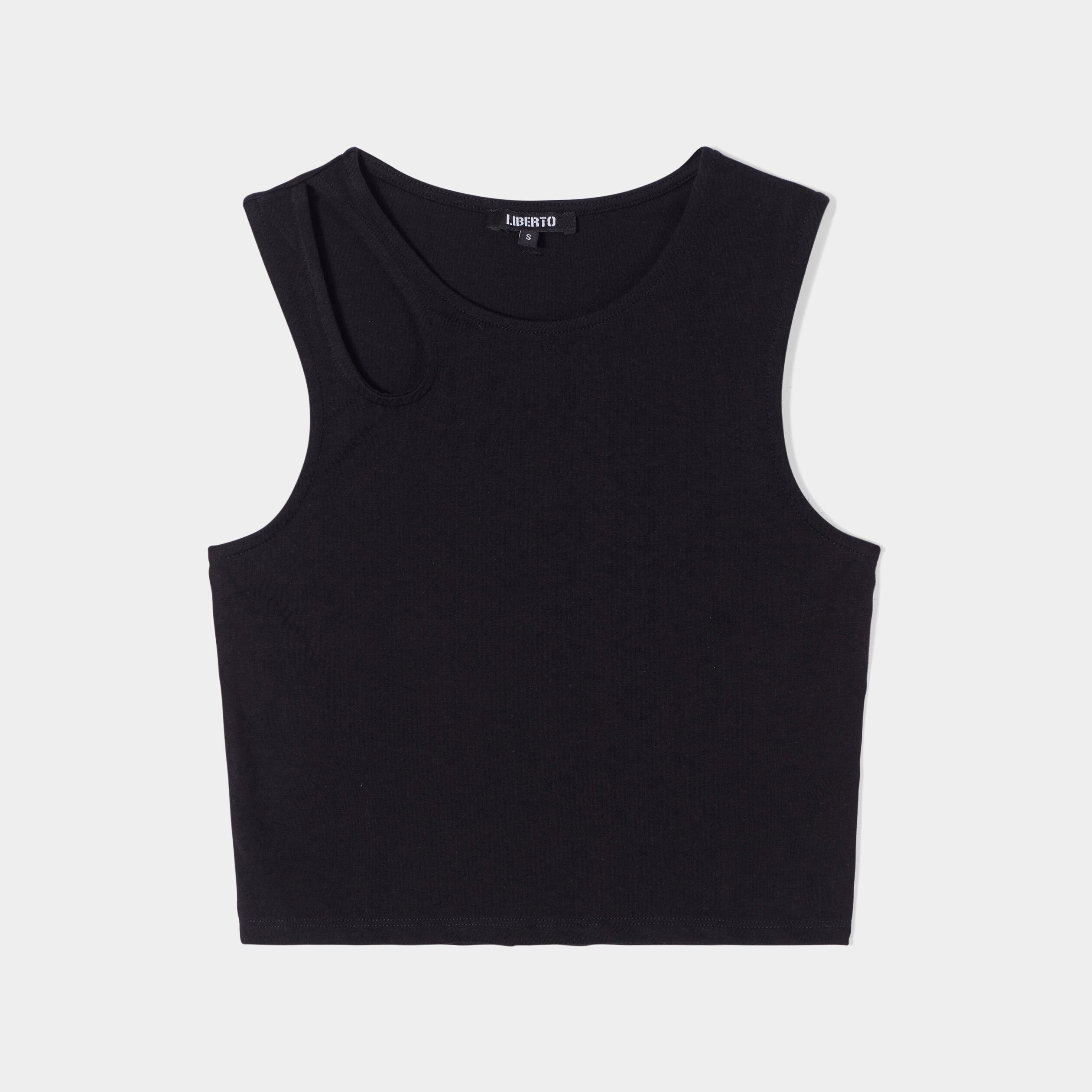 Débardeur cropped ajusté avec ouverture noir femme | La Halle