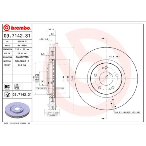 Bremsscheibe Brembo Vorderachse  1 Stück 09.7142.31 - ATU