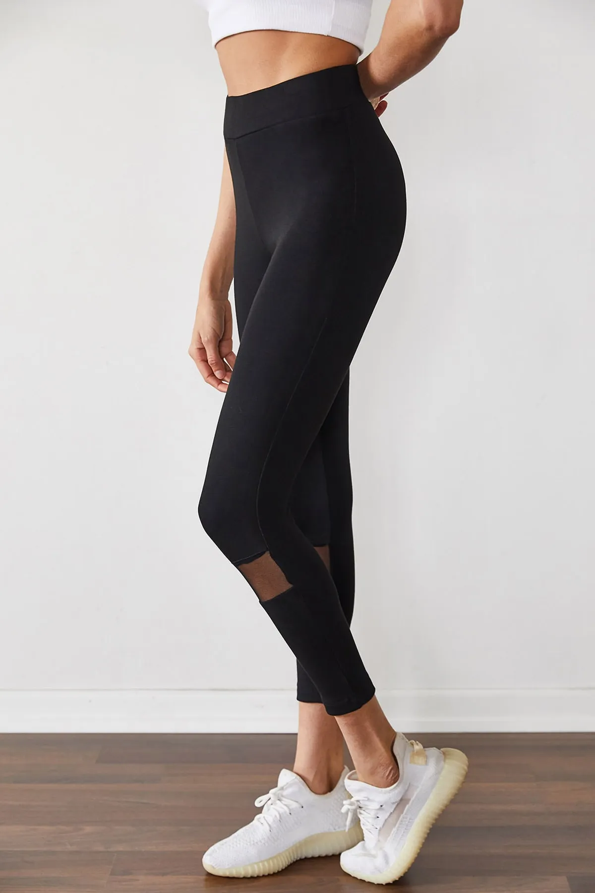 XHAN  Damen-Leggings aus schwarzem Tüll mit hoher Taille, 1KZK5-11399-02