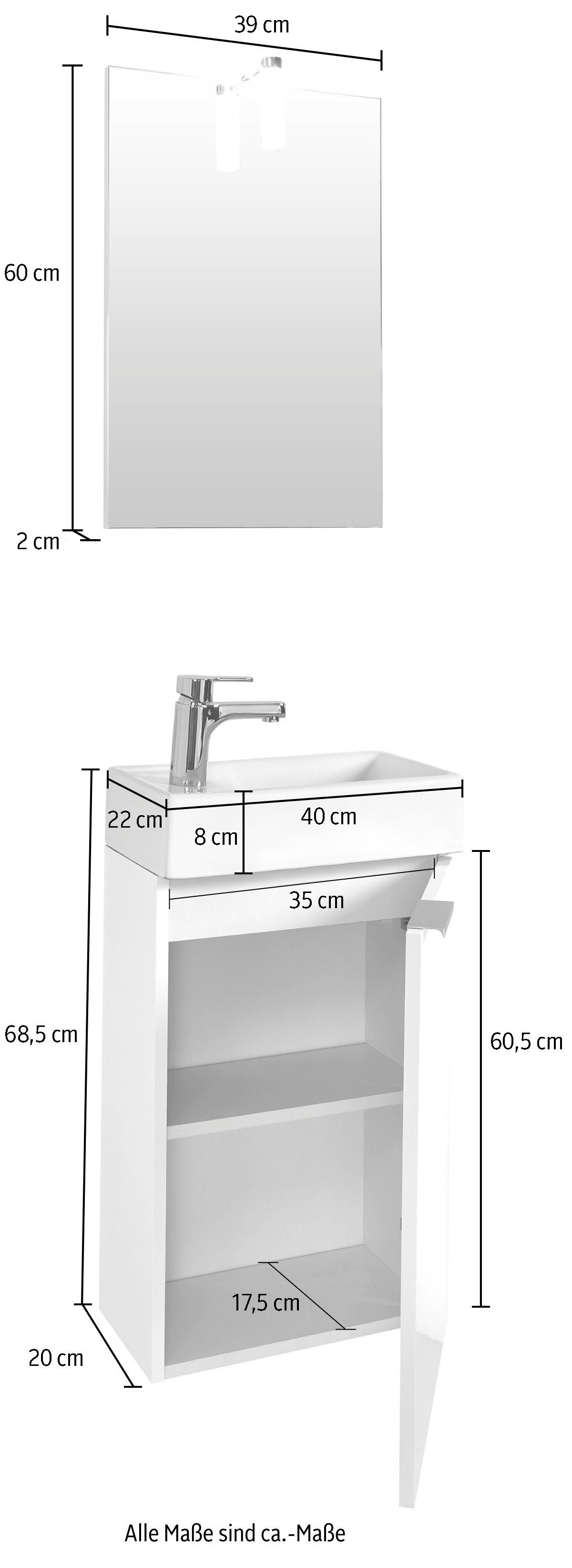 Homexperts Badmöbel-Set Gizo, (Set, 2-St), mit LED-Beleuchtung, für Gäste-WC geeignet