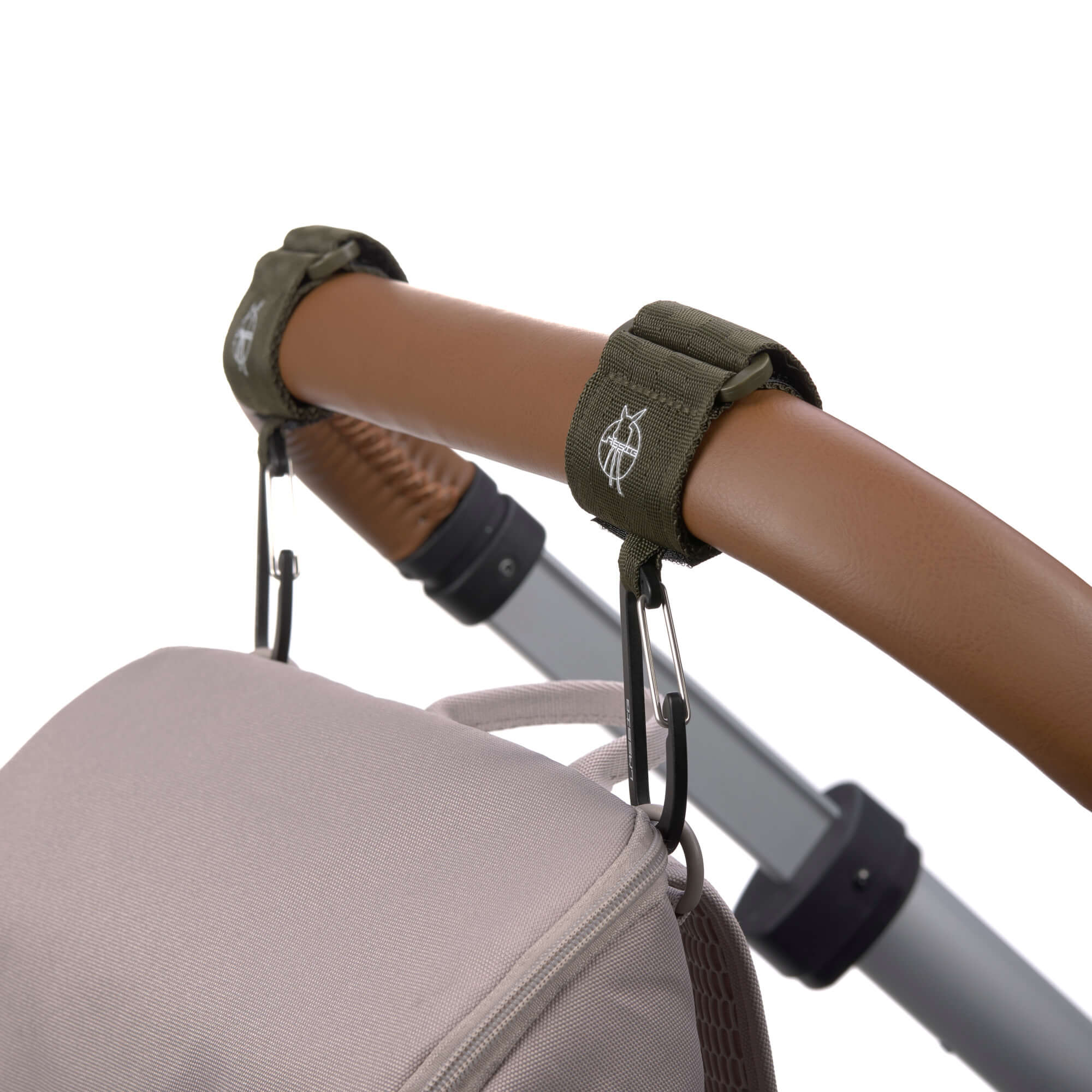 Kinderwagenhaken 2er Set - Karabiner, Oliv