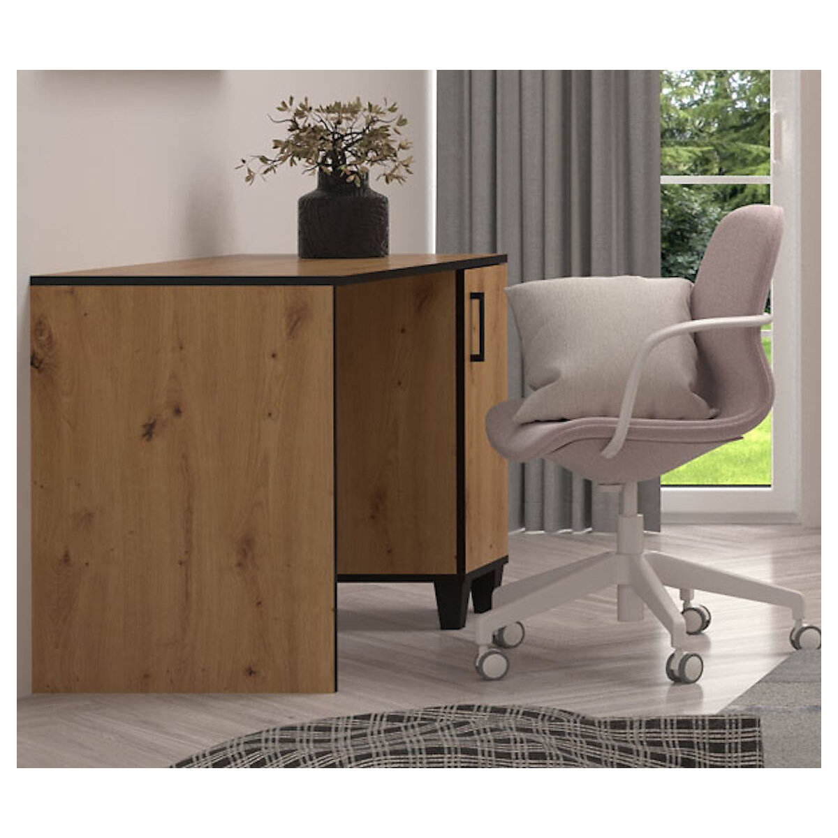 Schreibtisch Bürotisch Pola 100x56x75cm Artisan Eiche 1-türig