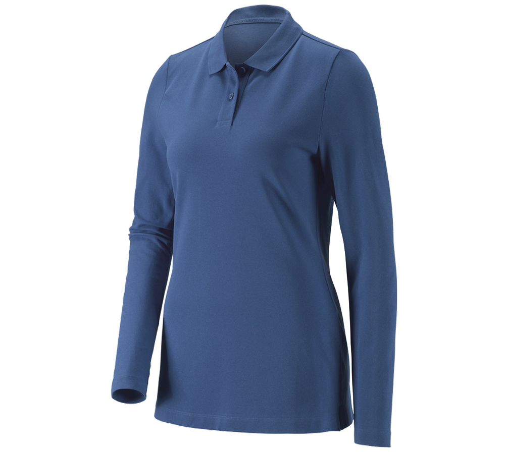 e.s. Piqué-Polo Longsleeve cotton stretch,Damen
