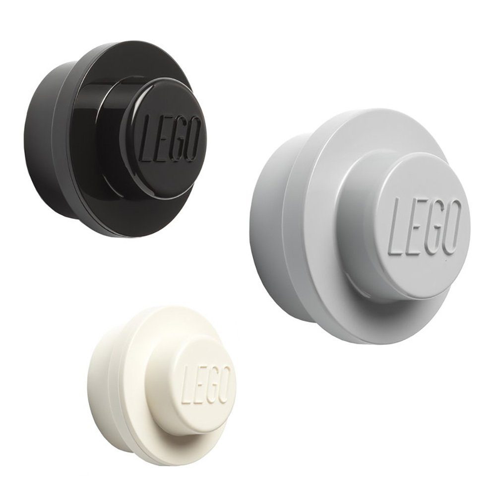 Room Copenhagen Kleiderhaken Lego - Kleiderhaken-Set für Kinder - grau, schwarz und weiß, (3-St)