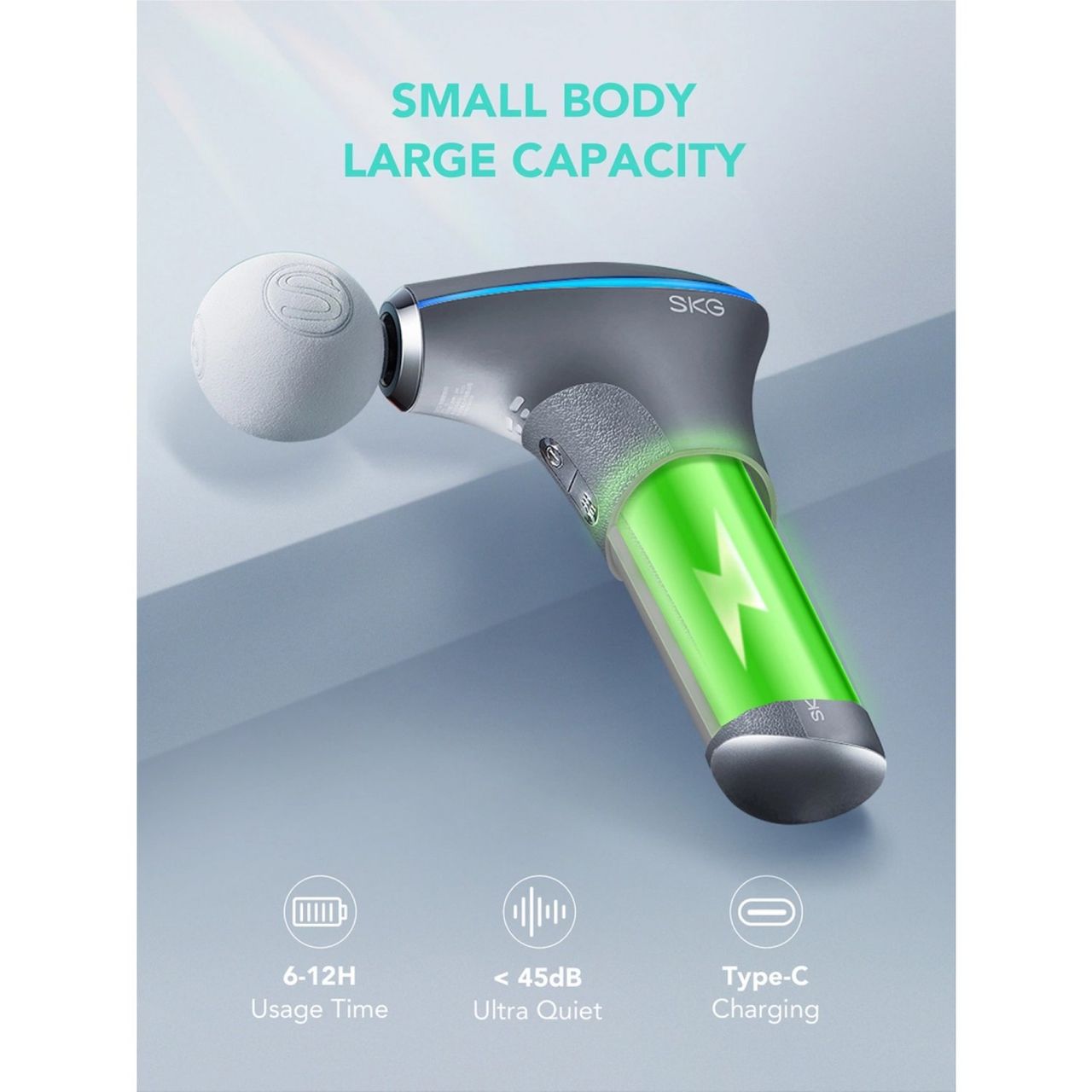 SKG F5-EN Massagepistole für den ganzen Körper USB-C Kabel 1800 mAh Weiß