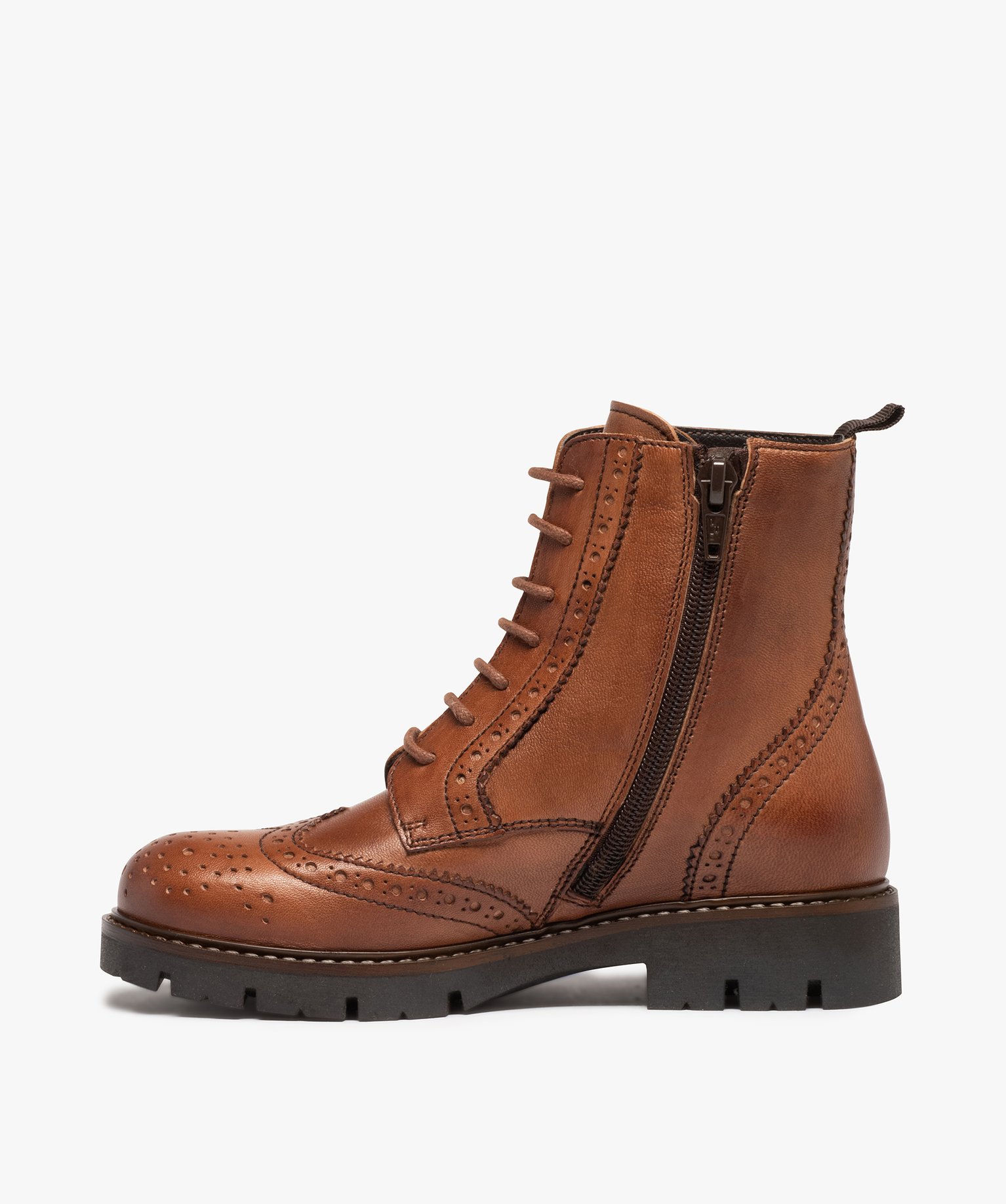 Boots fille crantées dessus cuir à bout golf - Tanéo marron | GEMO