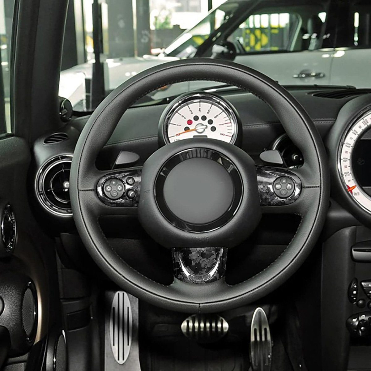 götäzer Lenkradbezug Geschmiedete Carbonfaser-Lenkradabdeckung. Rutschfeste Innenseite, Passend für BMW Mini R55 2007–2014, R56 2006–2013, R57 2007–2015