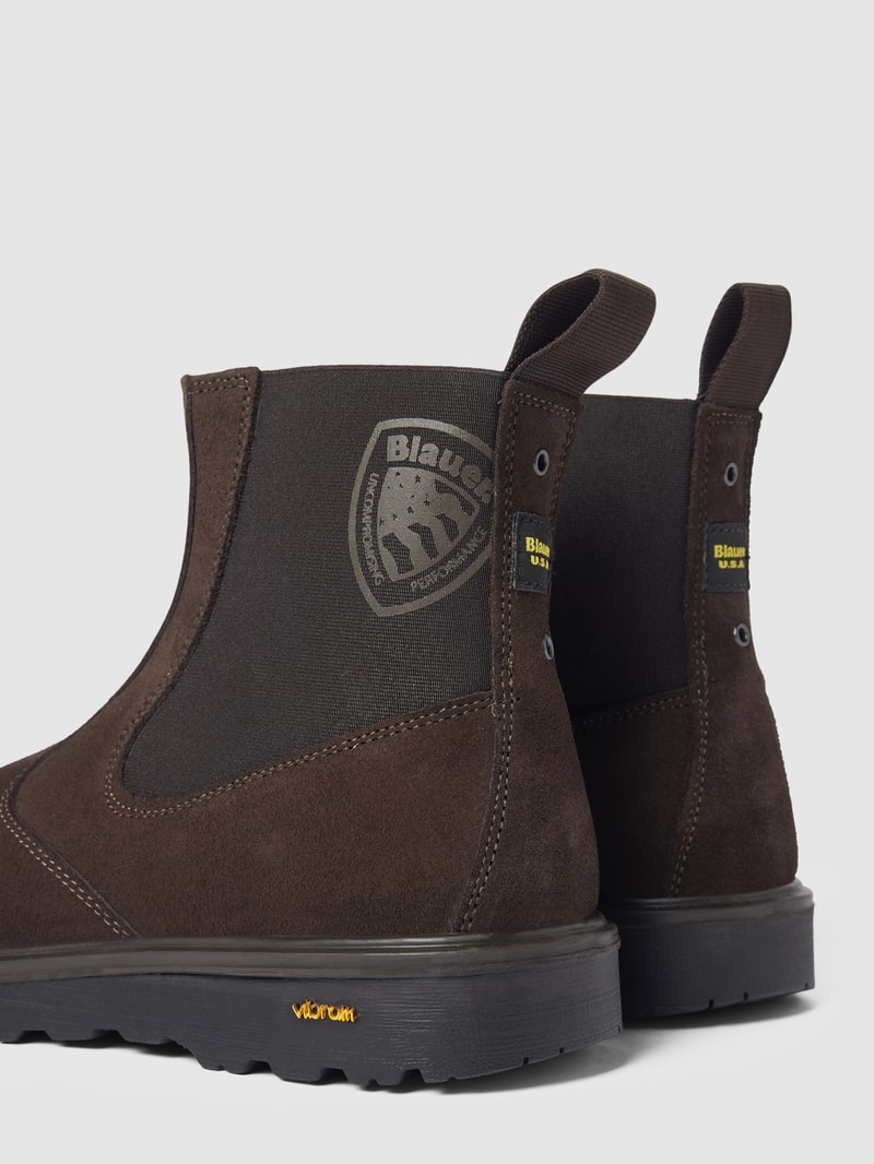 Ankle-Boots mit Label-Print in dunkelbraun