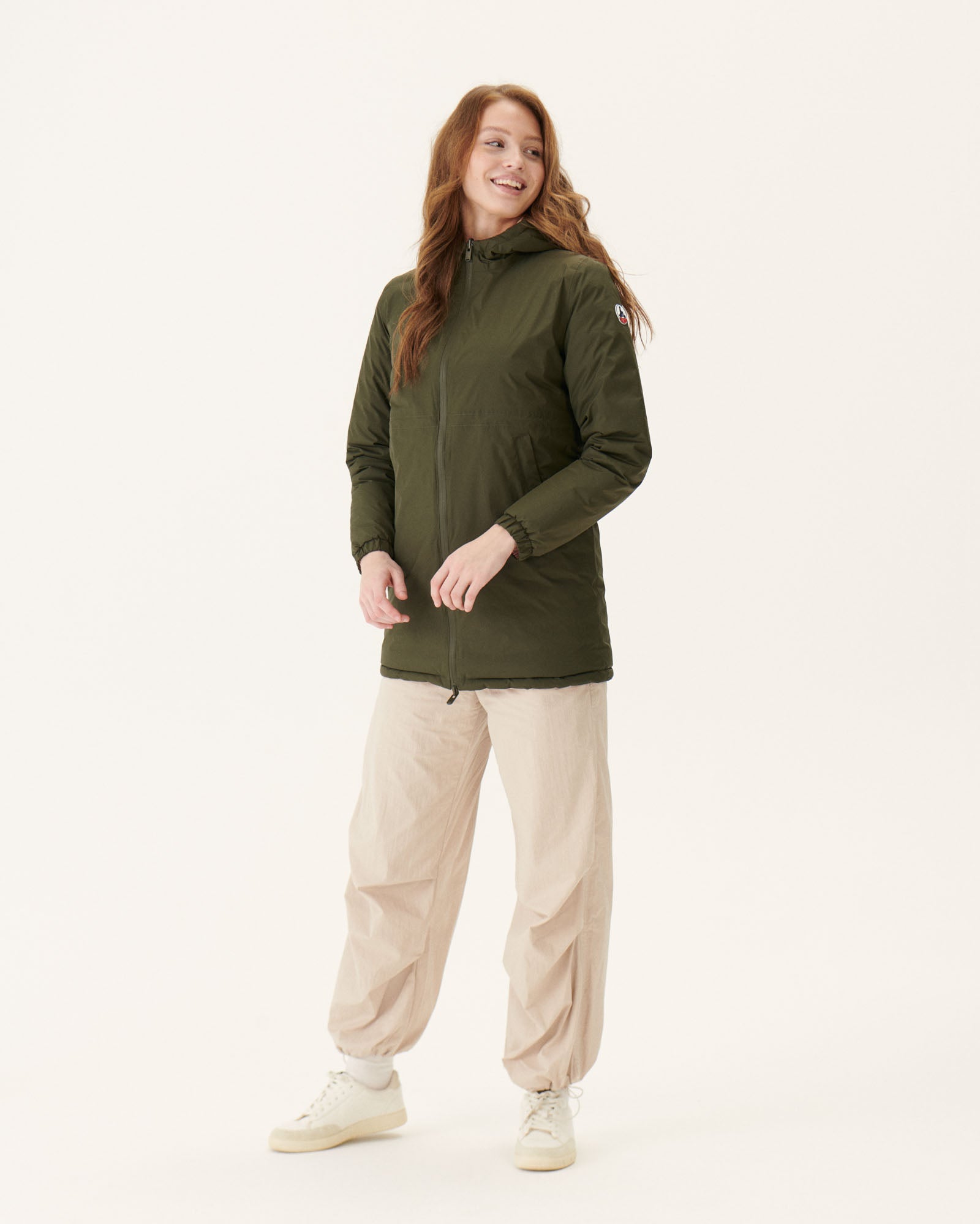 Doudoune longue réversible Army/Rose clair Roma