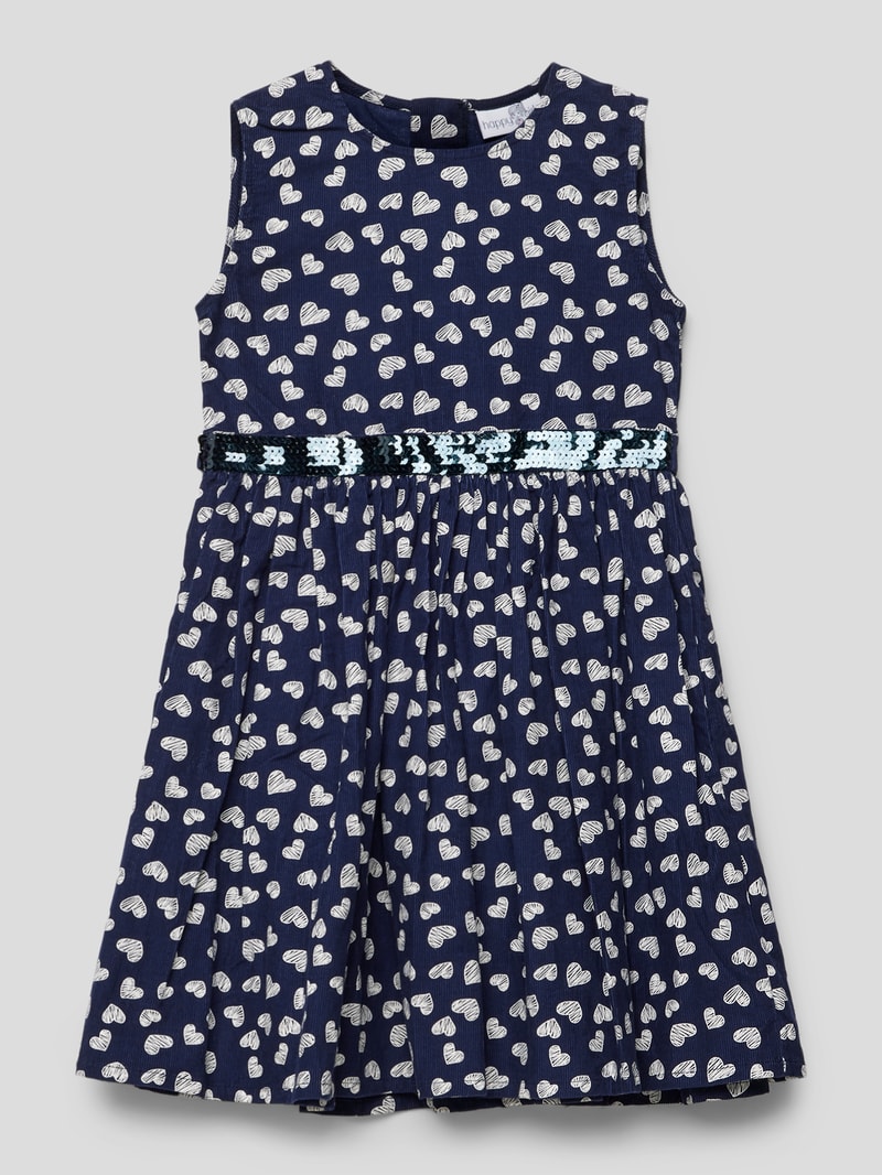 Cordkleid mit Allover-Muster in marineblau