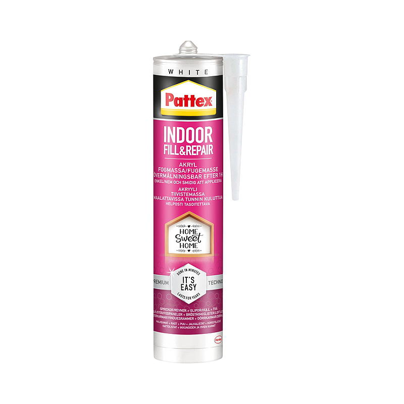 Pattex Fugemasse 280 ml Akryl, innendørs, hvit, Pattex