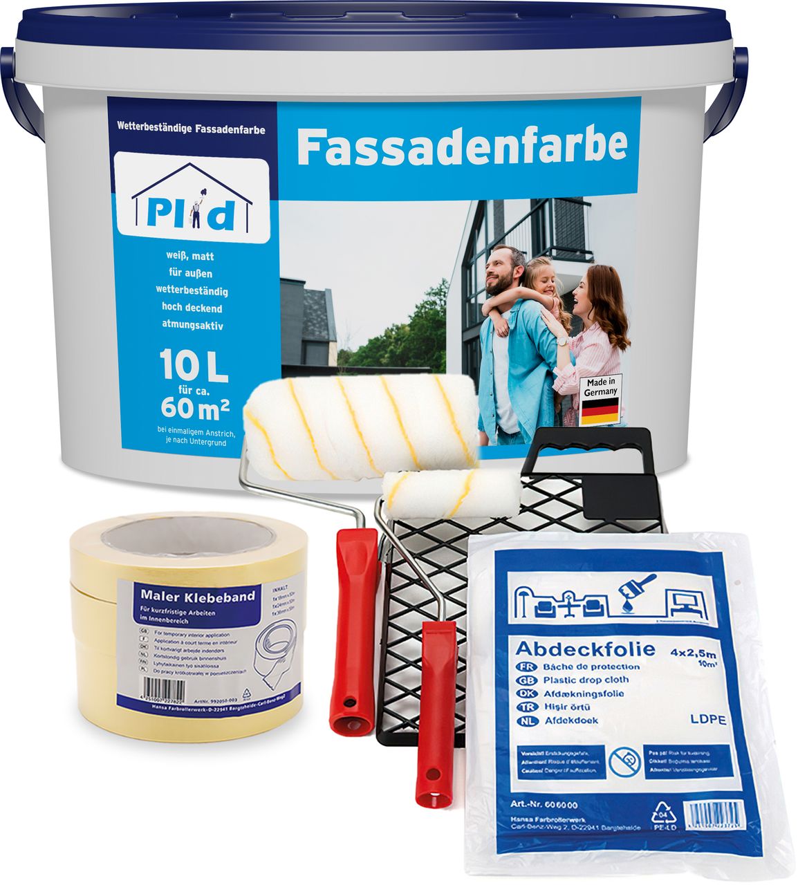 Prinzstark Fassadenfarbe Aussenfarbe Fassadenwetterschutz Anstreichset Weiß